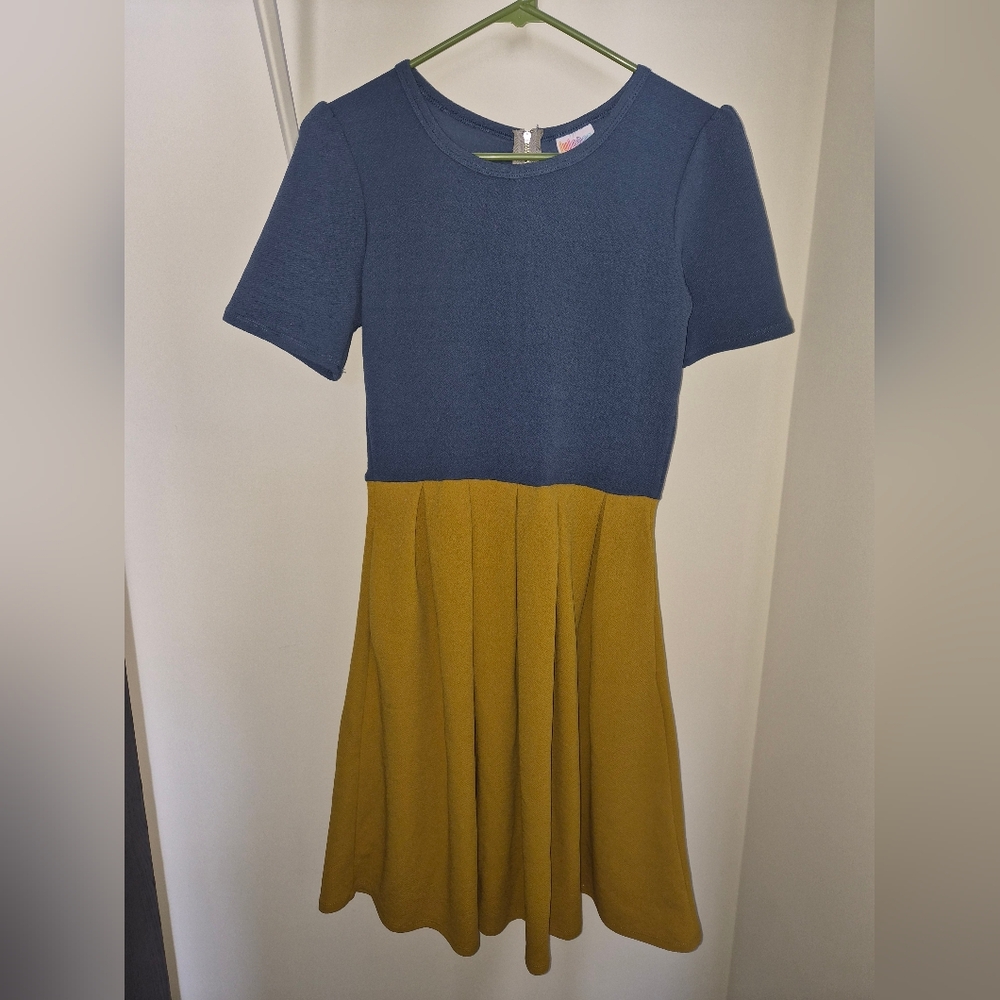 Blue and Mustard Two-Tone Dress